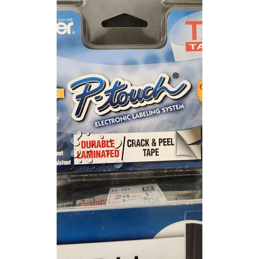 GENUINE BROTHER P TOUCH TZ 251 LABELING TAPE BLACK INK ON WHITE 1 INCH 1